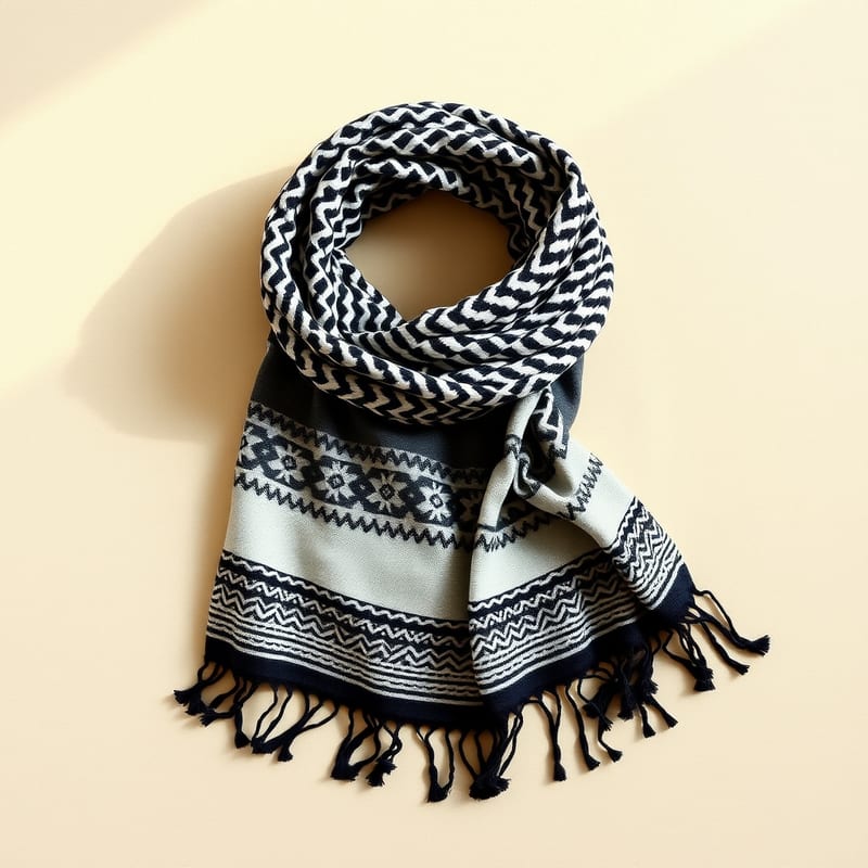 Saïda keffiyeh — black & white